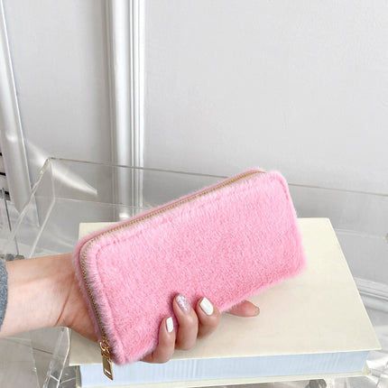 Solid Color Fluff Rectangle Wallet