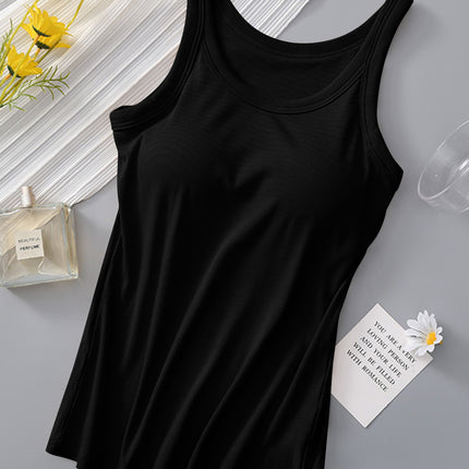 Round Neck Tank with Bra - Vickie Lynn's