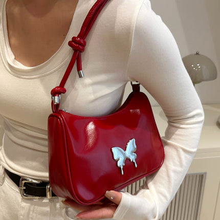 Butterfly PU Leather Knotted Strap Shoulder Bag