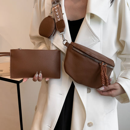 PU Leather Adjustable Strap Crossbody Bag with Coin Purse