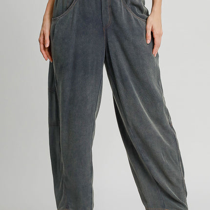 Umgee Elastic Waist Baggy Fit Pants with Pockets