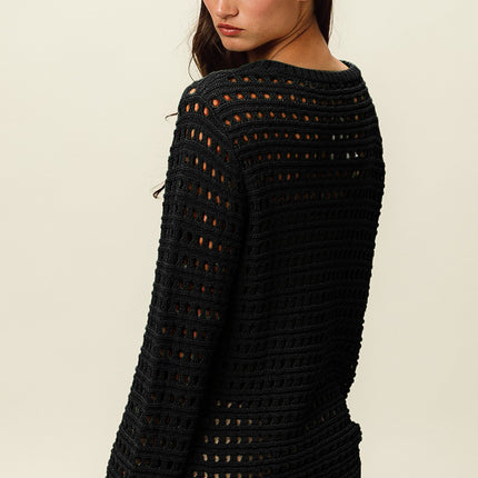 BiBi Round Neck Openwork Knit Cover Up