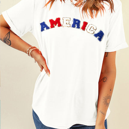 AMERICA Round Neck Short Sleeve T-Shirt