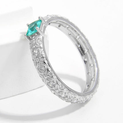 925 Sterling Silver Square Zircon Ring