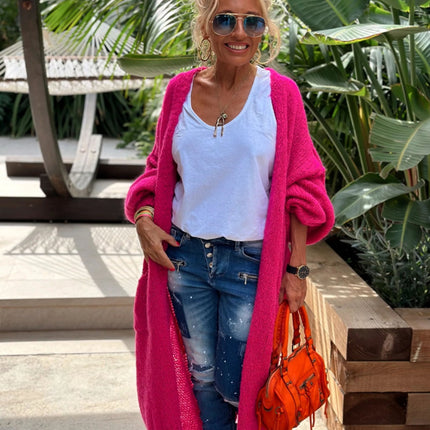 Letter Dropped Shoulder Long Sleeve Cardigan - Vickie Lynn's