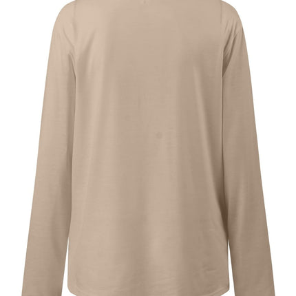 Ruched Round Neck Long Sleeve T-Shirt