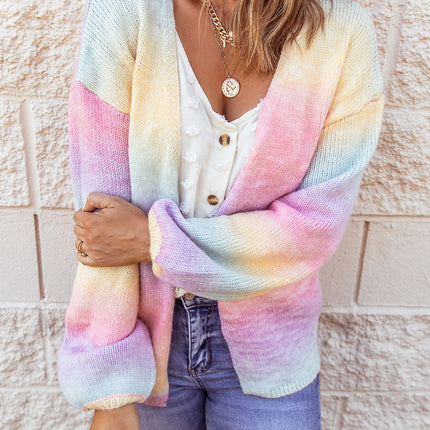 Gradient Open Front Drop Shoulder Cardigan