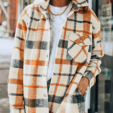 Plaid Snap Down Collared Neck Shacket