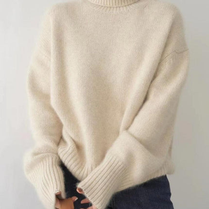 Turtleneck Dropped Shoulder Long Sleeve Sweater