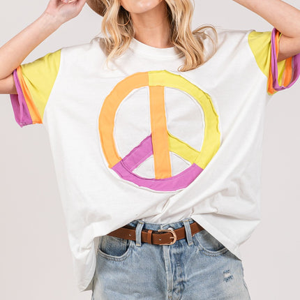 SAGE + FIG Color Block Peace Applique T-Shirt