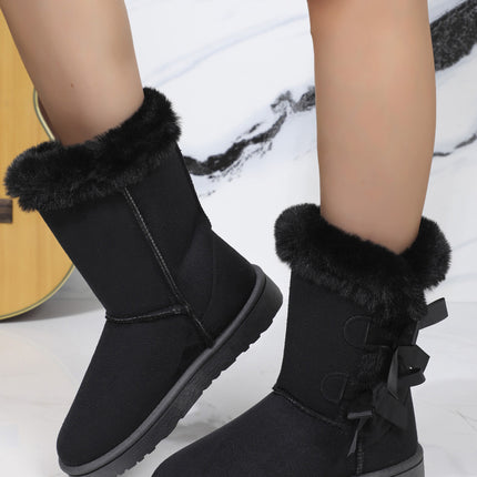 Bow Thermal Faux Fur Suede Boots