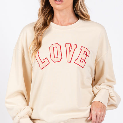 SAGE + FIG LOVE Path Applique Drop Shoulder Sweatshirt