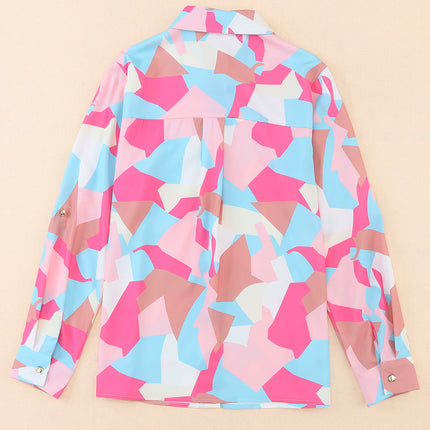 Double Take Multicolored Long Sleeve Collared Shirt