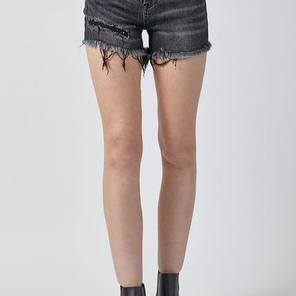 RISEN Raw Hem Denim Shorts with Pockets