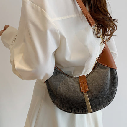 Contrast Denim Shoulder Bag