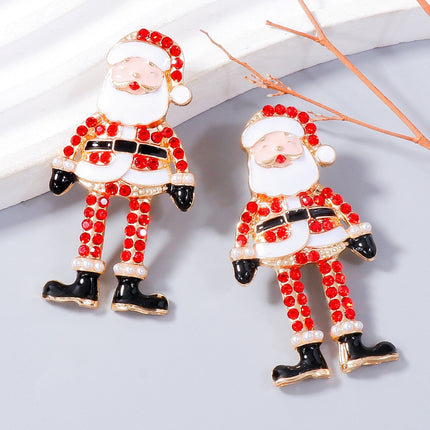 Alloy Rhinestone Santa Earrings