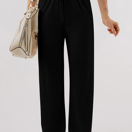 Textured Straight Leg Pants