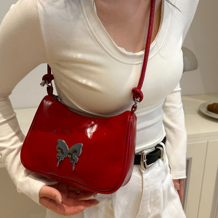 Butterfly PU Leather Knotted Strap Shoulder Bag