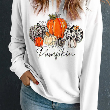 Pumpkin Graphic Round Neck Dropped Shoulder Sweatshirt