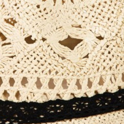 Fame Openwork Lace Detail Wide Brim Hat