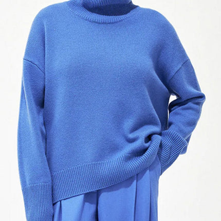 Turtleneck Drop Shoulder Long Sleeve Sweater