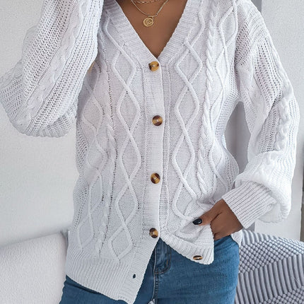 Cable-Knit Long Sleeve Cardigan