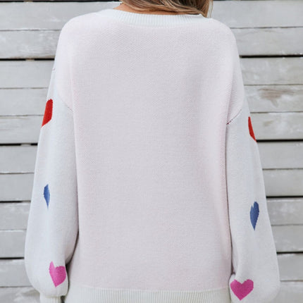 Angel Wings Heart Round Neck Long Sleeve Sweater