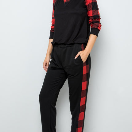 Celeste Design Full Size Plaid Side Print Sweatpants