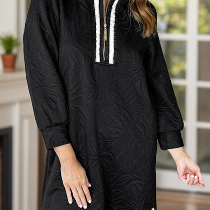 Texture Quarter Zip Long Sleeve Mini Dress - Vickie Lynn's