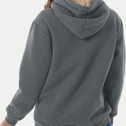 Drawstring Long Sleeve Hoodie with Kangaroo Pocket