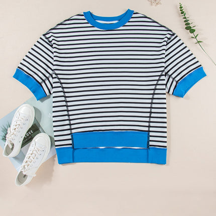 Striped Round Neck Half Sleeve T-Shirt