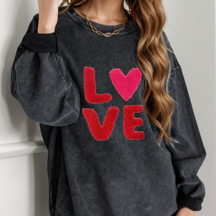 Valentine’s Day LOVE Round Neck Long Sleeve Sweatshirt