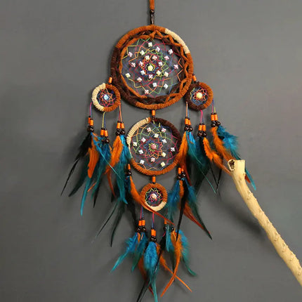 2023 New Dream catchers Retro 5 Ring Dream Catchers Home Decoration Indians Natural Stone Tree of Life Dreamcatcher Wall Hanging