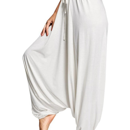 Tied Mid Waist Long Harem Pants