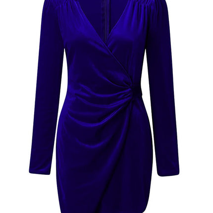 Ruched Surplice Long Sleeve Mini Dress