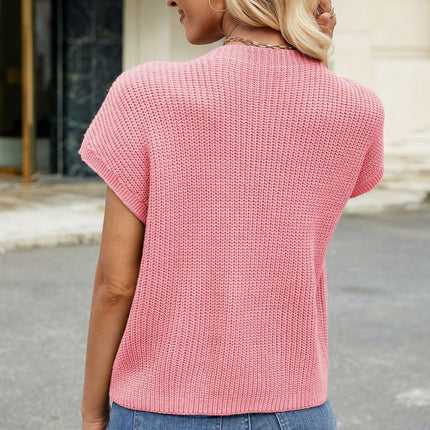 Round Neck Short Sleeve Sweater