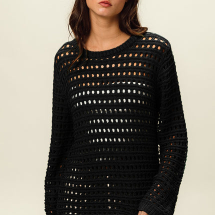 BiBi Round Neck Openwork Knit Cover Up