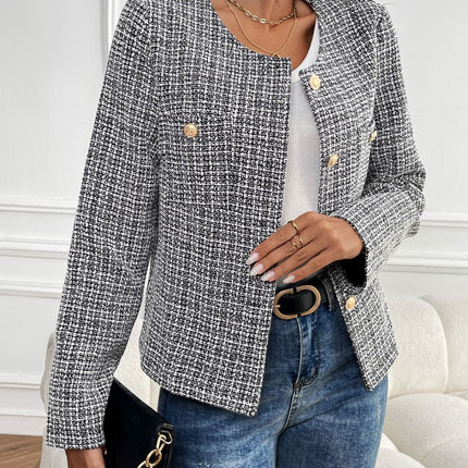 Perfee Plaid Long Sleeve Outerwear