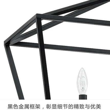 Nordic Designer Dining Room Lamp Rectangular Creative Simple Plain Industrial Style Black Living Room Bedroom Candle Chandelier