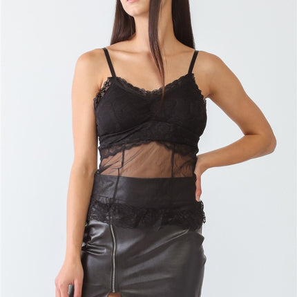 FASHION4YOU Sheer Mesh Lace Push-Up Bustier