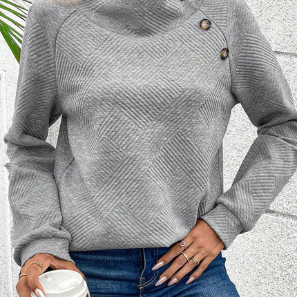 Textured Turtleneck Long Sleeve Sweatshirt