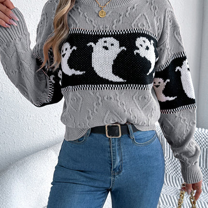 Ghost Round Neck Long Sleeve Sweater