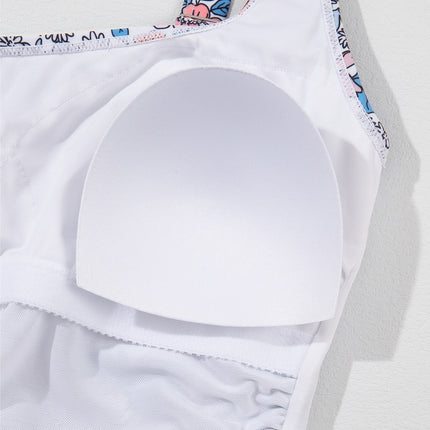 Drawstring Printed Wide Strap Swim Dress