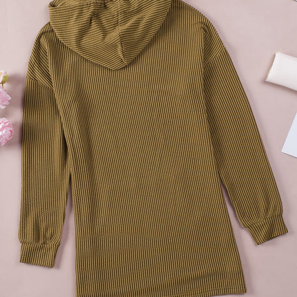 Drawstring Texture Long Sleeve Hoodie