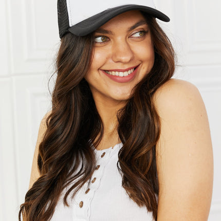 Fame Falling For You Trucker Hat in Black