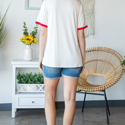 Heimish Full Size USA Contrast Trim Short Sleeve T-Shirt