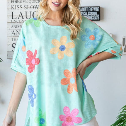 HOPELY Floral Waffle Oversize T-Shirt