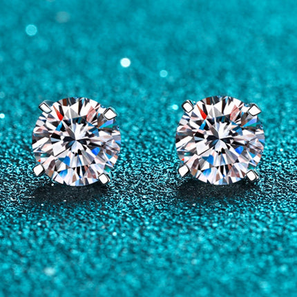 1 Carat Moissanite 925 Sterling Silver Stud Earrings