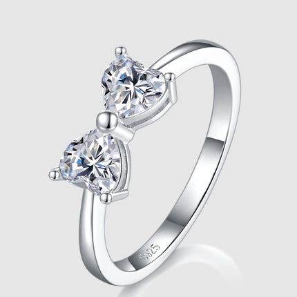 1 Carat Moissanite 925 Sterling Silver Bow Ring