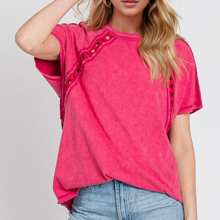 Double Take Full Size Cutout Round Neck Short Sleeve T-Shirt